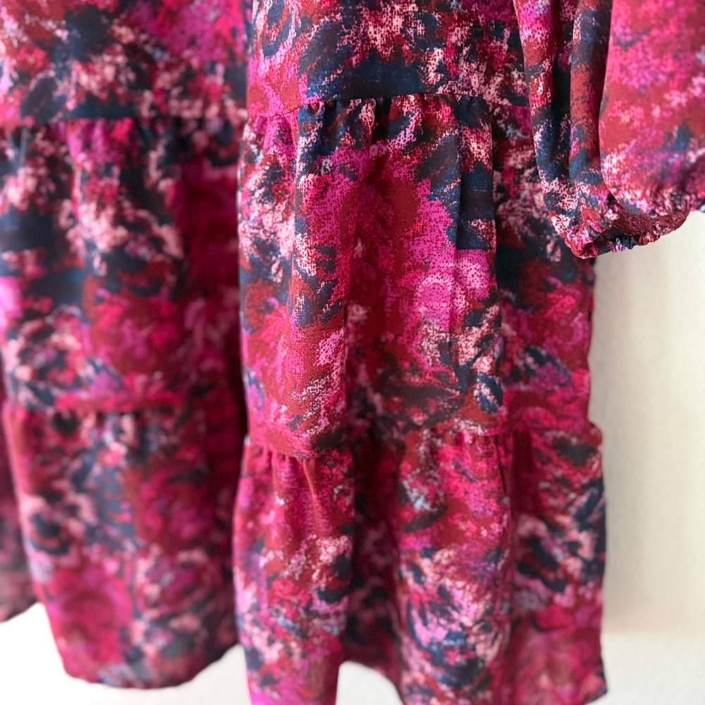 Time and Tru Vibrant Floral Long Sleeve tiered Dress size XXL(20) - Picture 5 of 9